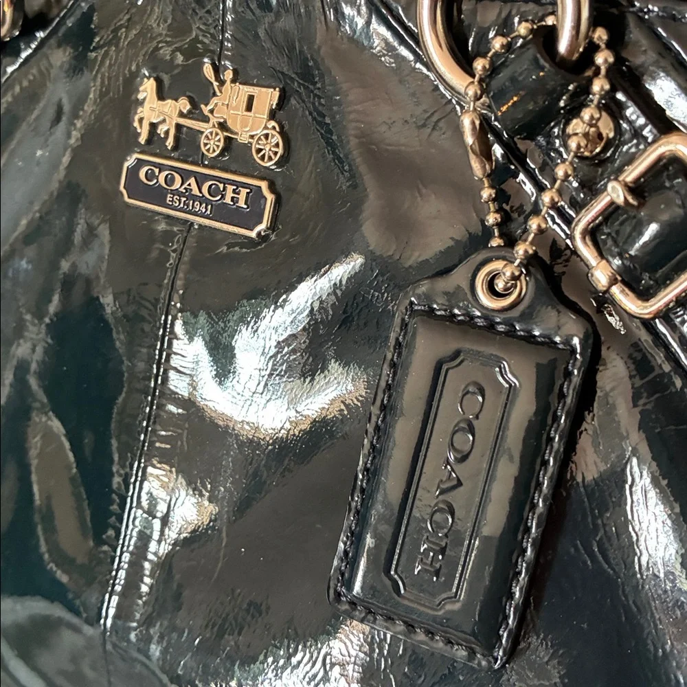 Coach Navy Madison Sophia Patent Leather Satchel - Picture 3 of 12